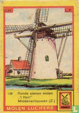 Ronde stenen molen "'t Hert" Middenschouwen (Z.)