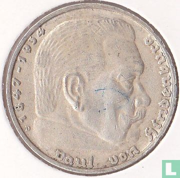 Duitse Rijk 5 reichsmark 1938 (D) - Afbeelding 2