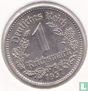 Empire allemand 1 reichsmark 1937 (A) - Image 1