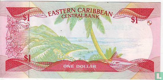 Est. Caraïbes 1 Dollar ND (1988-89) (Sainte-Lucie) - Image 2