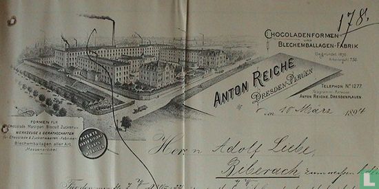 Anton Reiche Faktuur uit 1894 - Image 2
