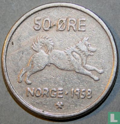 Noorwegen 50 øre 1958  - Afbeelding 1