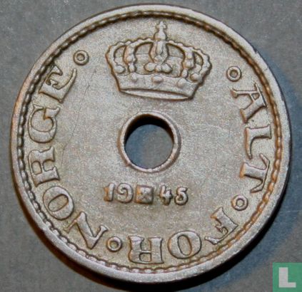 Norwegen 10 Øre 1945 (Kupfer-Nickel) - Bild 1