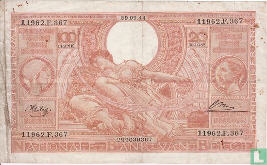 Belgique 100 Francs ou 20 Belgas - Image 1