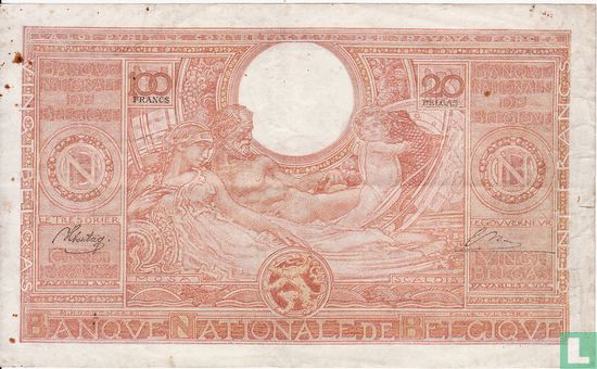 Belgien 100 Franken oder 20 Belgas - Bild 2