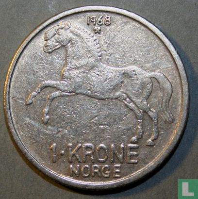 Norvège 1 krone 1968 - Image 1