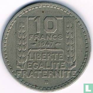 France 10 francs 1947 (B - large head) - Image 1