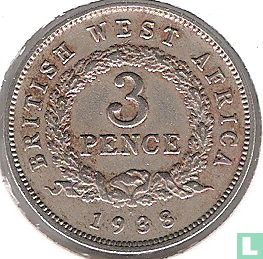 Brits-West-Afrika 3 pence 1938 (H) - Afbeelding 1