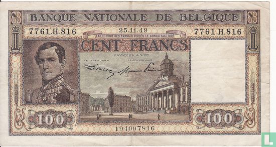 Belgien 100 Franken 1949 - Bild 1