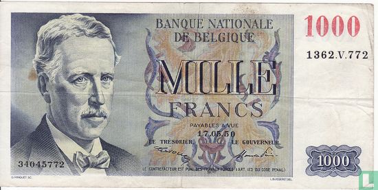 België 1000 Frank  - Afbeelding 1