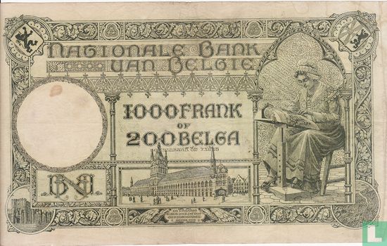 Belgien 1000 Franken / 200 Belgas 1930 - Bild 2