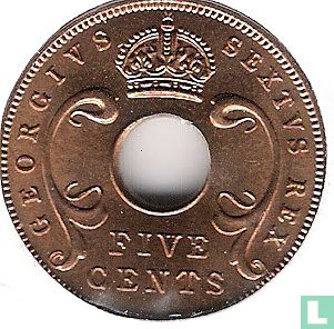 Afrique de l'Est 5 cents 1952 - Image 2
