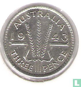 Australie 3 pence 1943 (Sans marque d'atelier) - Image 1
