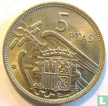 Spain 5 pesetas 1957 (67) - Image 1