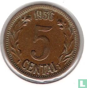Lituanie 5 centai 1936 - Image 1