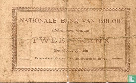 Belgique 2 Francs 1914 - Image 2