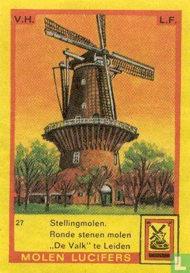 Stellingmolen. Ronde stenen molen "De Valk" te Leiden