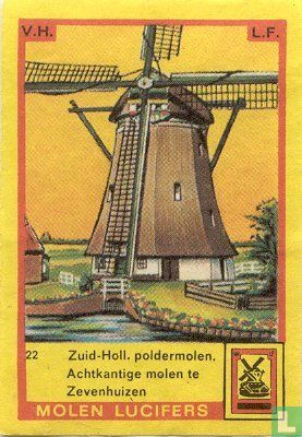 Zuid-Holl. poldermolen. Achtkantige molen te Zevenhuizen