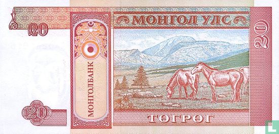 Mongolië 20 Tugrik ND (1993) - Afbeelding 2