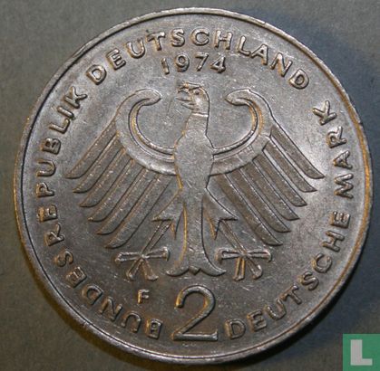 Germany 2 mark 1974 (F - Konrad Adenauer) - Image 1