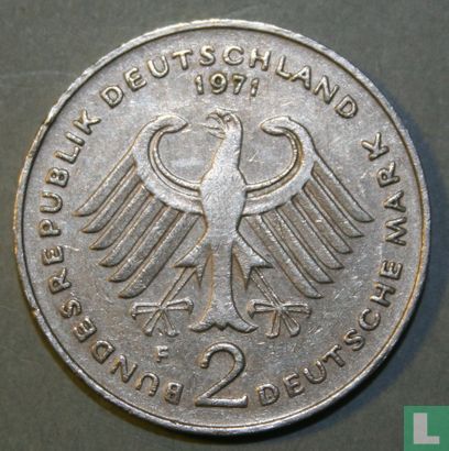 Germany 2 mark 1971 (F - Theodor Heuss) - Image 1