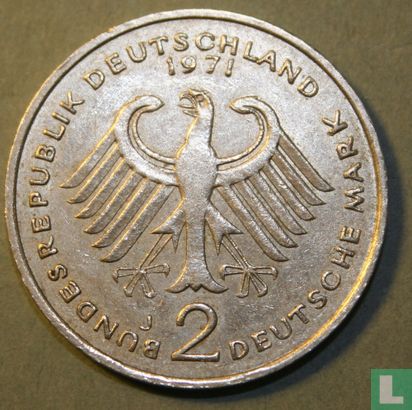 Allemagne 2 mark 1971 (J - Theodor Heuss) - Image 1