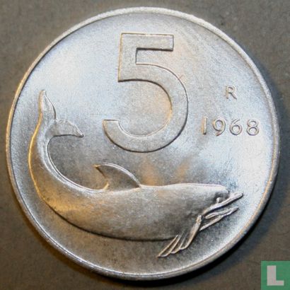 Italië 5 lire 1968 - Afbeelding 1