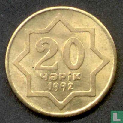 Azerbaijan 20 qapik 1992 (brass) - Image 1