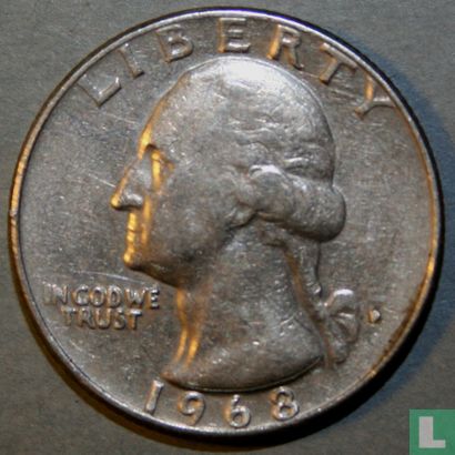 United States ¼ dollar 1968 (D) - Image 1