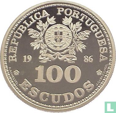 Portugal 100 escudos 1986 (zilver) "Football World Cup in Mexico" - Afbeelding 1