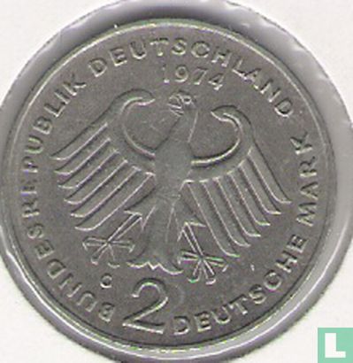 Germany 2 mark 1974 (G - Theodor Heuss) - Image 1