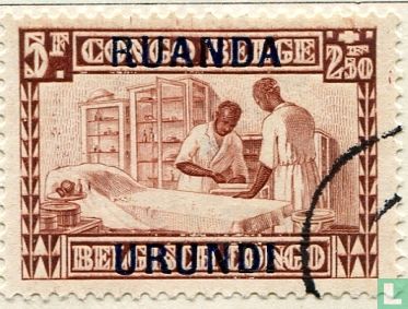 Charity. Belgian Congo Stamps 'milk drop' with over
