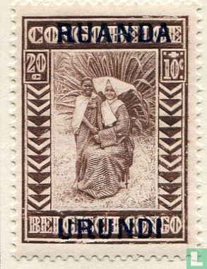 Caritas. Postzegels Belgisch Congo "Druppel melk" met opdruk 