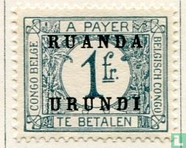 Les timbres-taxe avec surcharge sur deux lignes Ruanda-Urundi éloignés