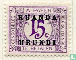 Les timbres-poste avec surcharge sur deux lignes Ruanda-Urundi éloignés