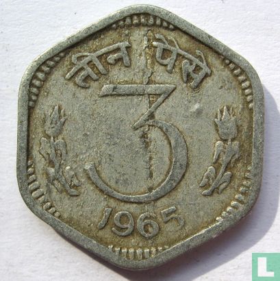 India 3 paise 1965 (Calcutta) - Image 1