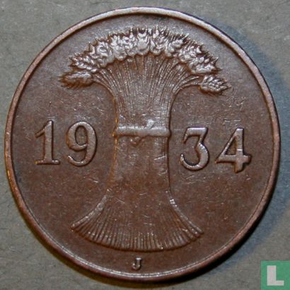 Duitse Rijk 1 reichspfennig 1934 (J) - Afbeelding 1
