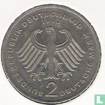Germany 2 mark 1992 (J - Kurt Schumacher) - Image 1
