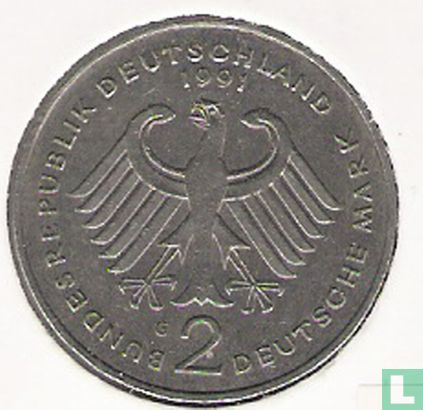 Germany 2 mark 1991 (G - Franz Joseph Strauss) - Image 1