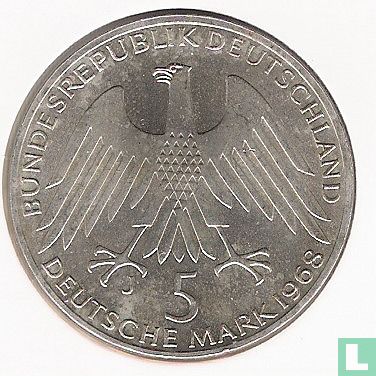 Allemagne 5 mark 1968 "150th anniversary Birth of Friedrich Wilhelm Raiffeisen" - Image 1