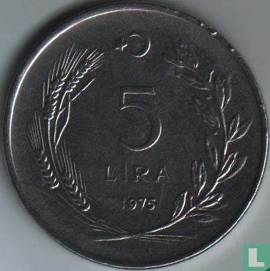 Turkey 5 lira 1975 - Image 1
