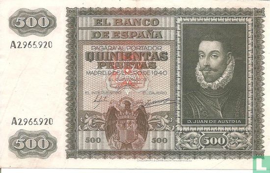 espagne 500 pesetas 01/09/1940 - Image 1