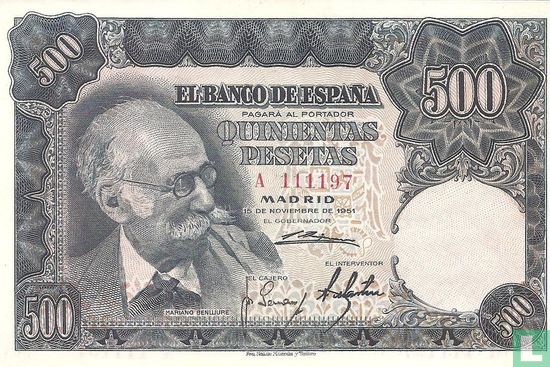 500 pesetas 1951 - Image 1