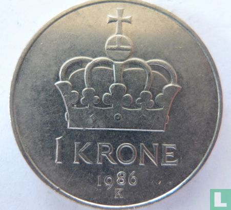 Norvège 1 krone 1986 - Image 1