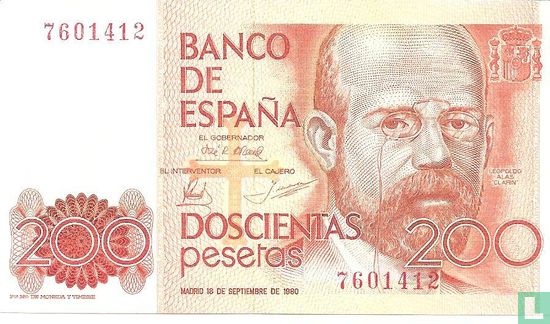 Spanje 200 Pesetas W / O SERIAL - Afbeelding 1