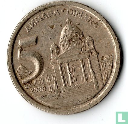 Joegoslavië 5 dinara 2000 - Afbeelding 1