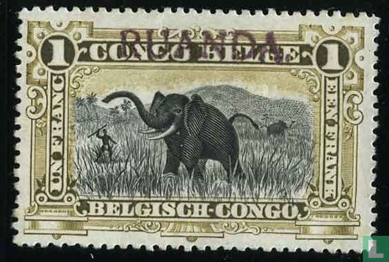 Zegels van Belgisch Congo met opdruk Ruanda