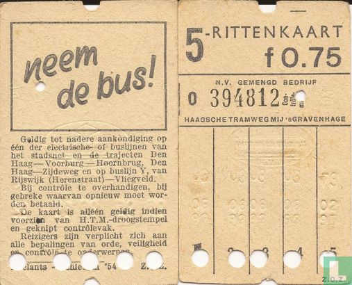 Roelands HTM 5 rittenkaart Tram