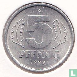 GDR 5 pfennig 1989 - Image 1