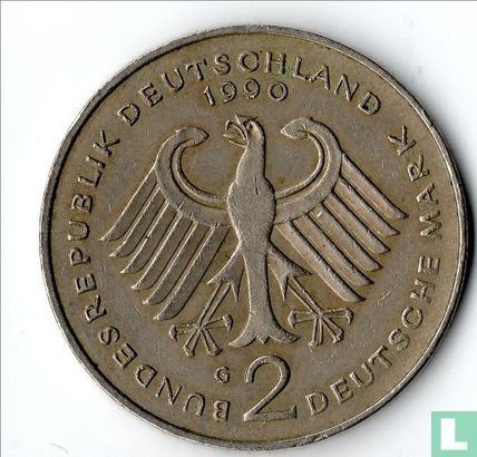 Duitsland 2 mark 1990 (G - Franz Joseph Strauss) - Afbeelding 1